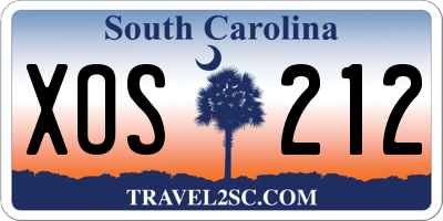 SC license plate XOS212