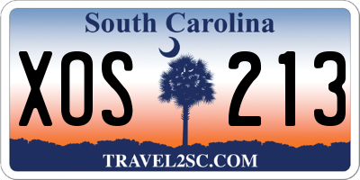 SC license plate XOS213