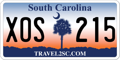 SC license plate XOS215