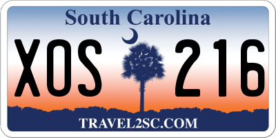 SC license plate XOS216