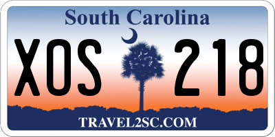 SC license plate XOS218