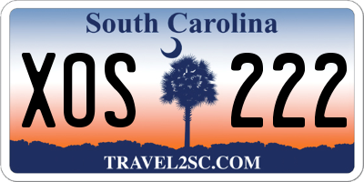 SC license plate XOS222