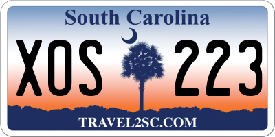 SC license plate XOS223