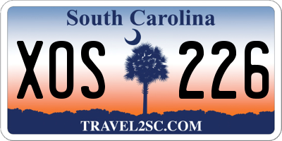 SC license plate XOS226