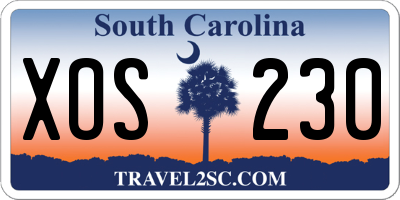 SC license plate XOS230