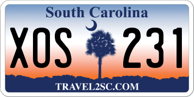 SC license plate XOS231