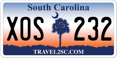 SC license plate XOS232