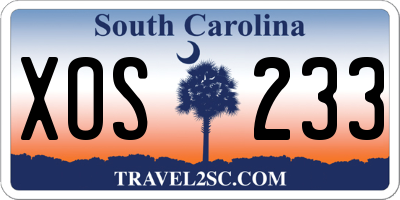 SC license plate XOS233