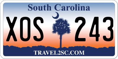 SC license plate XOS243