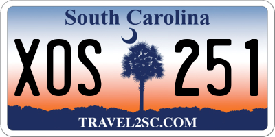 SC license plate XOS251