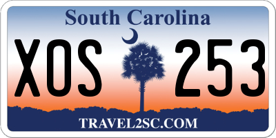 SC license plate XOS253