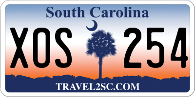 SC license plate XOS254