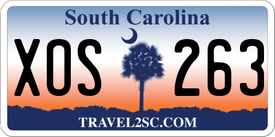 SC license plate XOS263