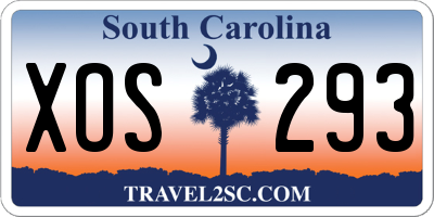 SC license plate XOS293