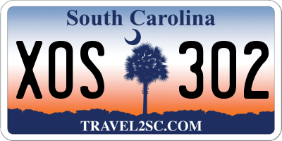 SC license plate XOS302