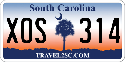 SC license plate XOS314