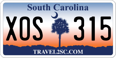 SC license plate XOS315