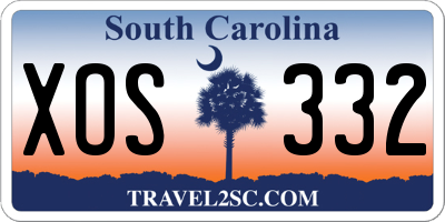 SC license plate XOS332