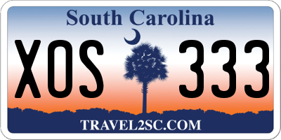 SC license plate XOS333