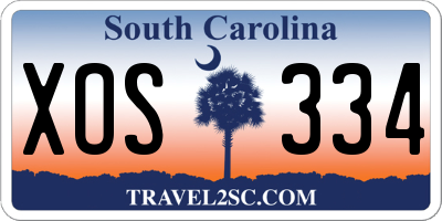 SC license plate XOS334