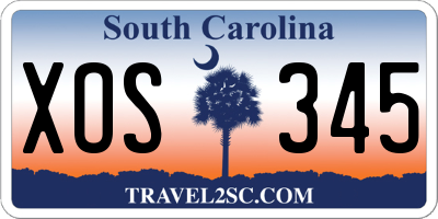 SC license plate XOS345