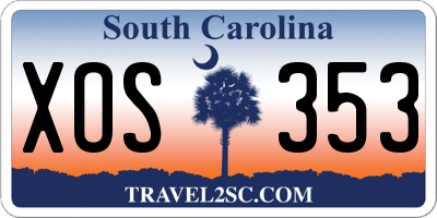 SC license plate XOS353