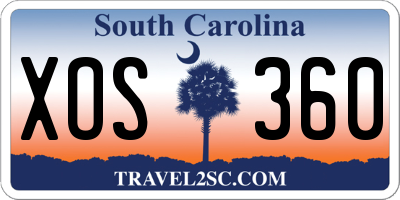 SC license plate XOS360