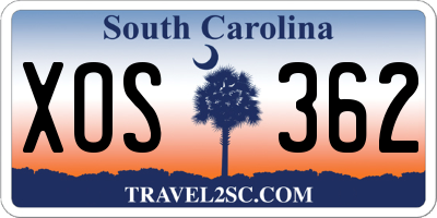SC license plate XOS362