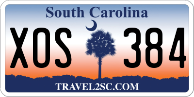 SC license plate XOS384