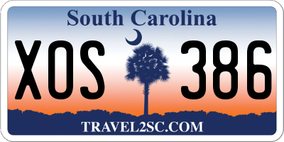 SC license plate XOS386