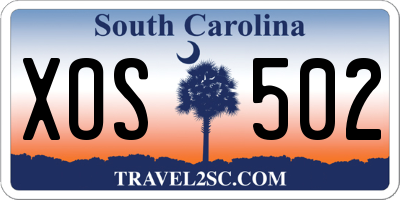 SC license plate XOS502