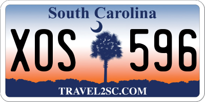 SC license plate XOS596