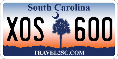 SC license plate XOS600