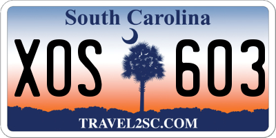 SC license plate XOS603