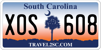 SC license plate XOS608