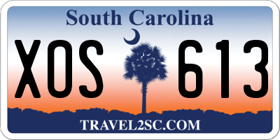 SC license plate XOS613