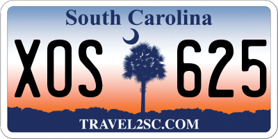 SC license plate XOS625
