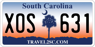 SC license plate XOS631