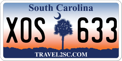 SC license plate XOS633