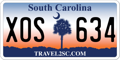 SC license plate XOS634
