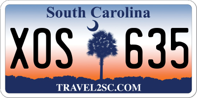 SC license plate XOS635