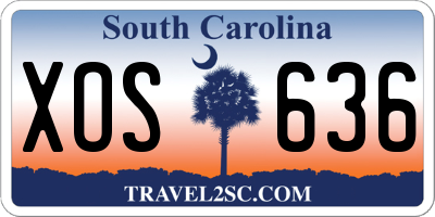 SC license plate XOS636