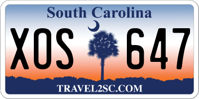 SC license plate XOS647