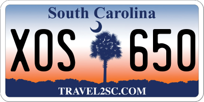 SC license plate XOS650