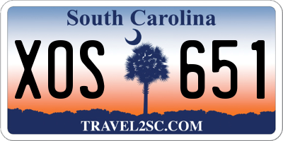 SC license plate XOS651