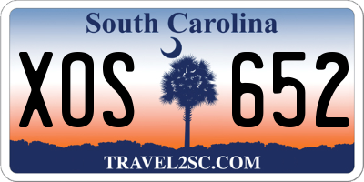 SC license plate XOS652