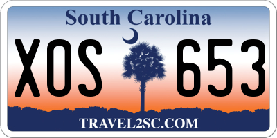 SC license plate XOS653