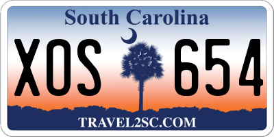 SC license plate XOS654