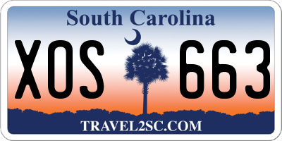 SC license plate XOS663