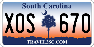 SC license plate XOS670